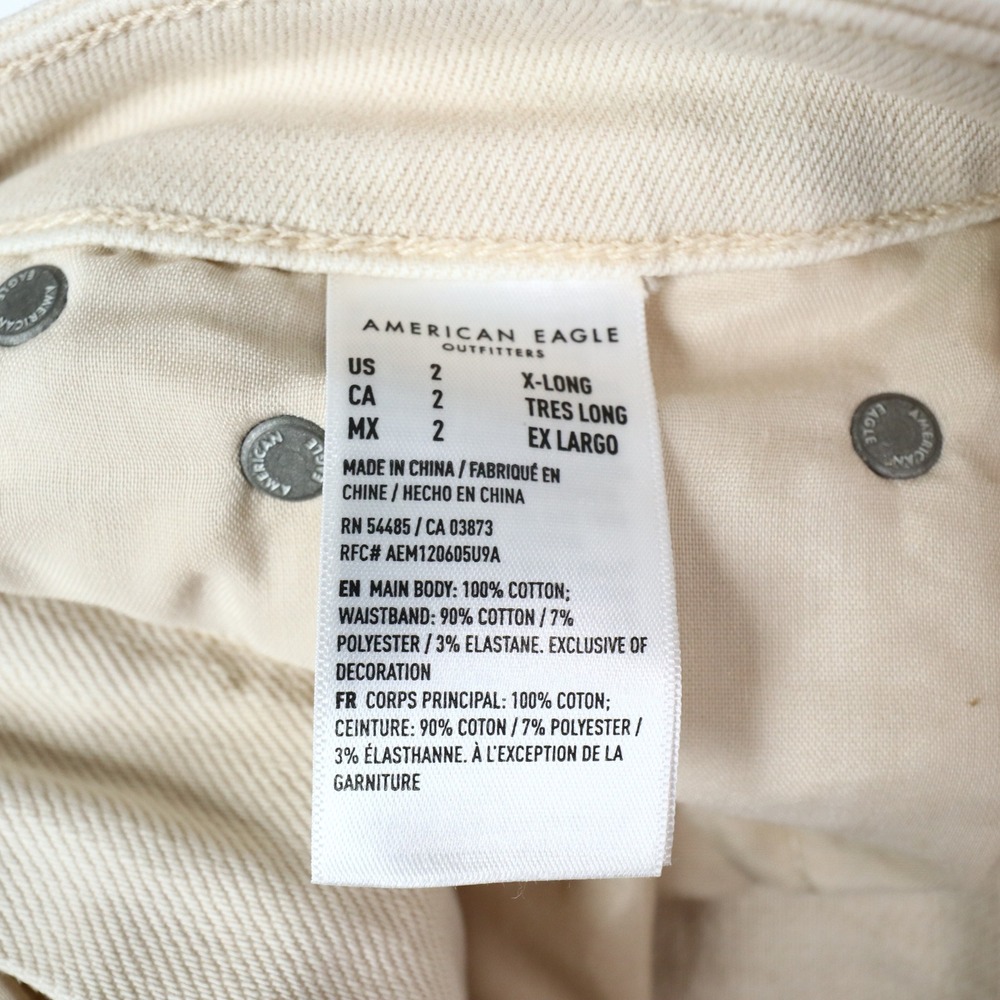 NWT American Eagle Mom Straight Leg Jean Size 2 X-Long Cream High Rise Neutral - Picture 8 of 13